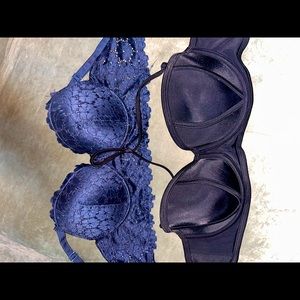 ☀️bundle!!☀️ Victoria’s Secret swim top- size DD & blue lingerie bra, size-34B